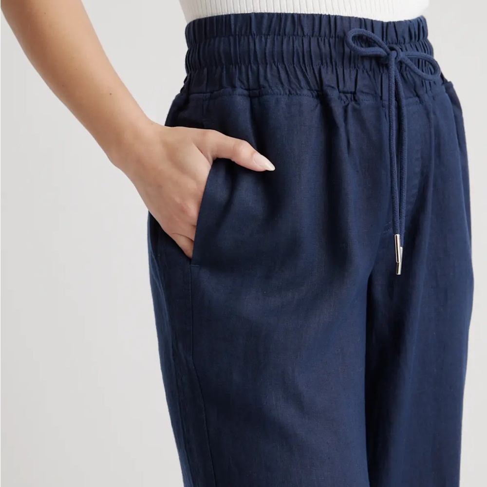Quince European Linen Navy Wide Leg Pants 28” - Picture 3 of 5